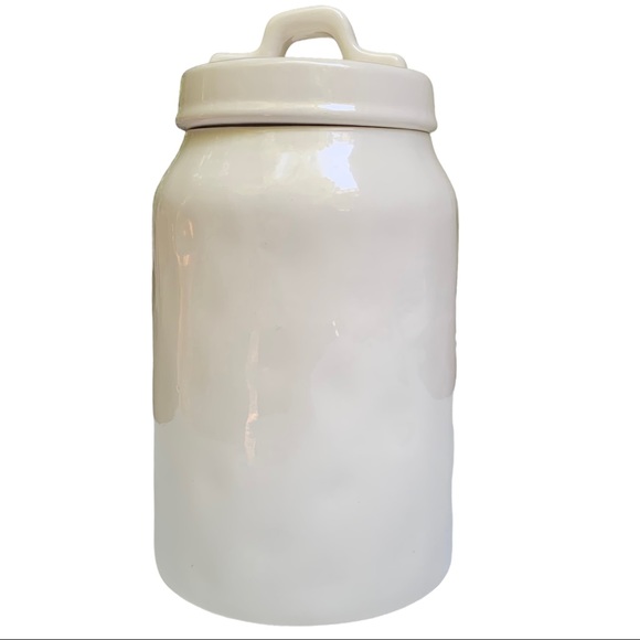 Rae Dunn FETCH Canister Dog Treat Jar White Black Letters Dimples NWT 2017 OG - Picture 5 of 16